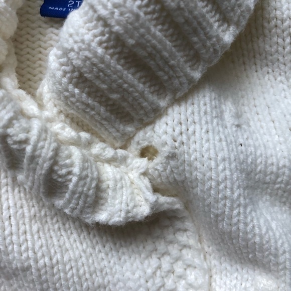 Oshkosh Shawl Collar White Belted Cardigan - Girls 2T - Picture 4 of 9